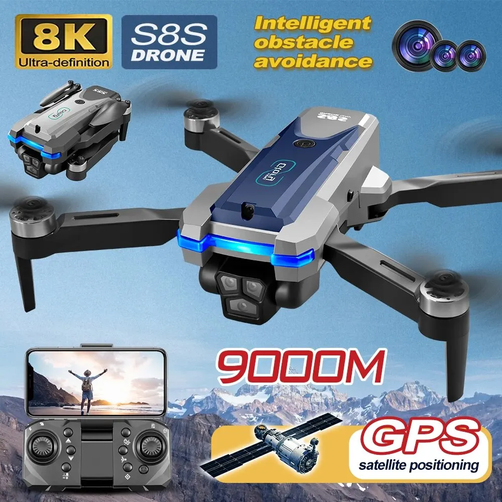 Складной Квадрокоптер S8S, GPS – обзор и цена Drone Gimbal Brushless